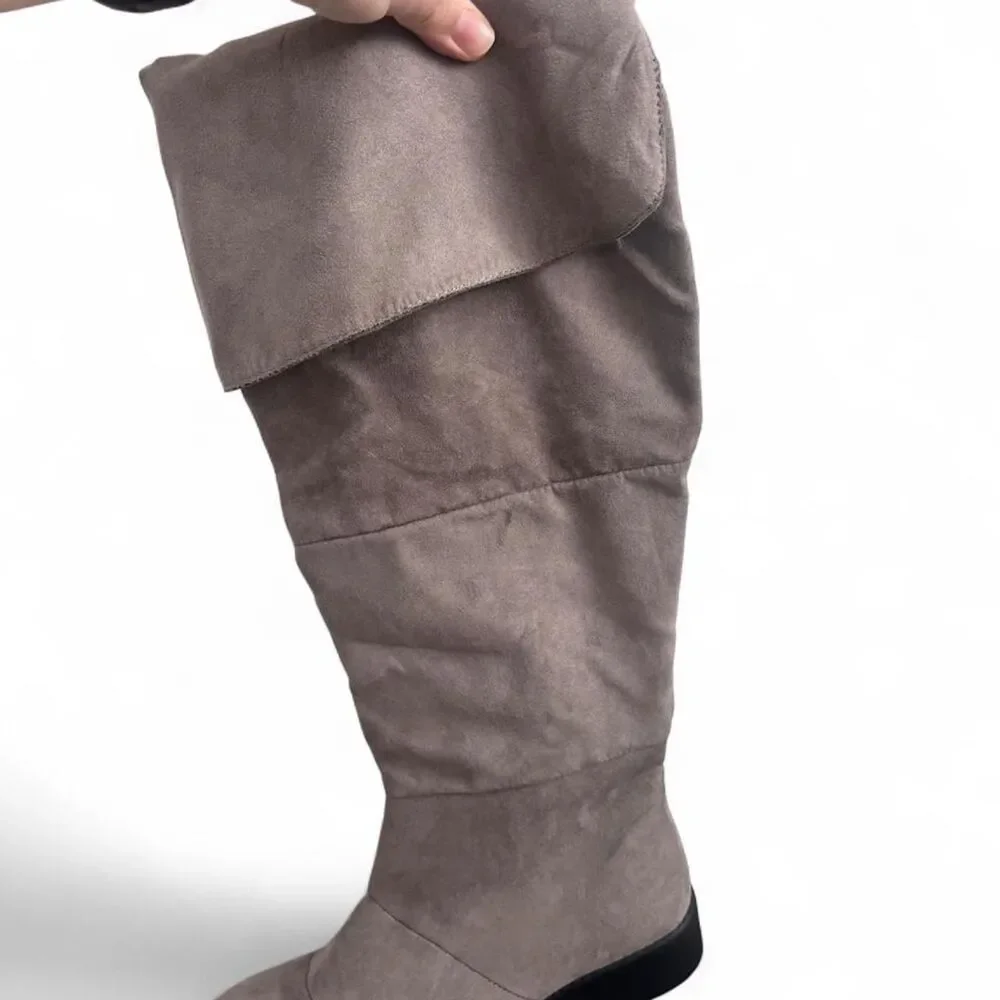 American Eagle Tall Boots Size 8W Soft Lining Foldover Gray NWT Zipper